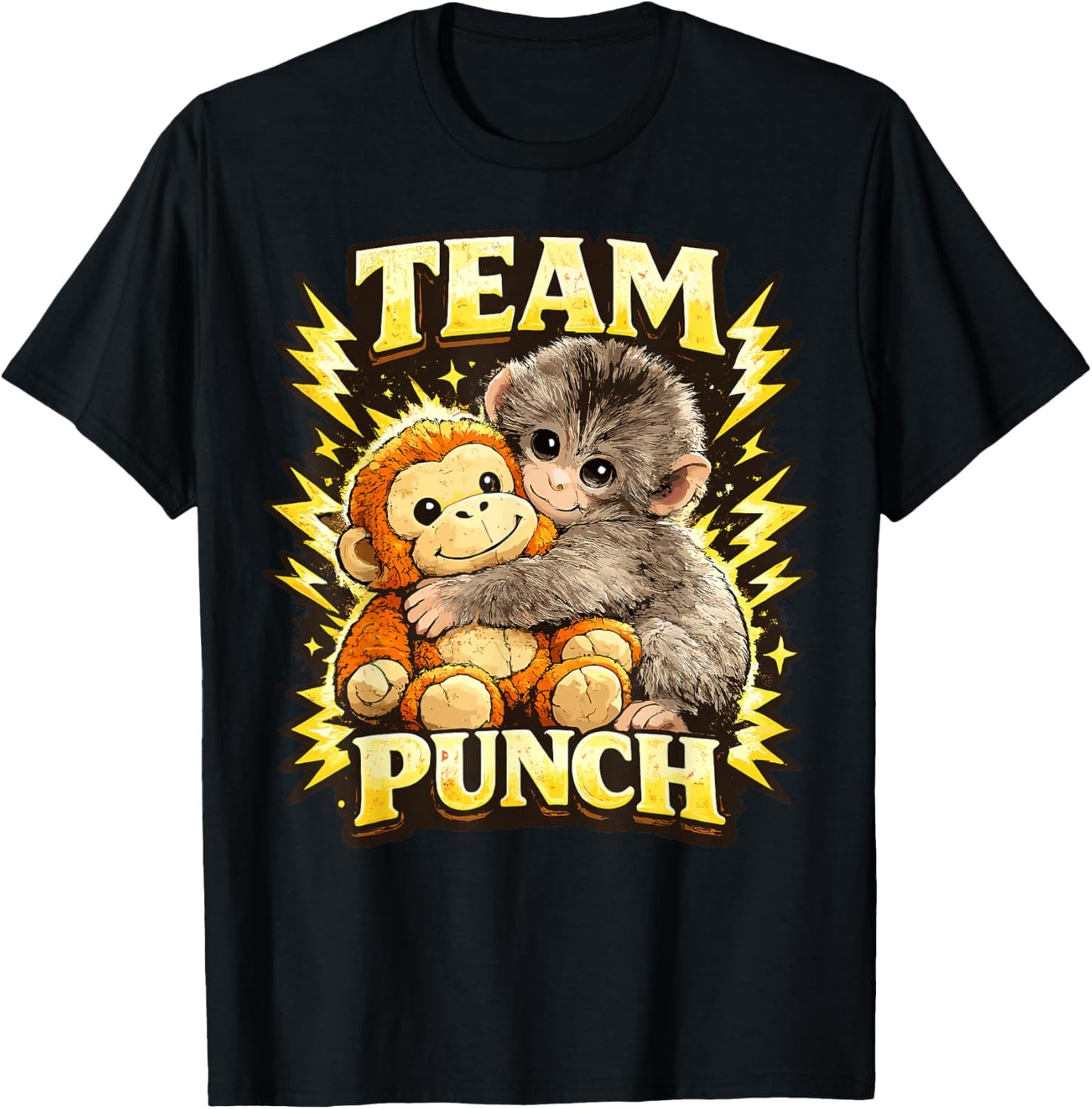 Cute Monkey Team Punch T-Shirt - T-Shirt | Black
