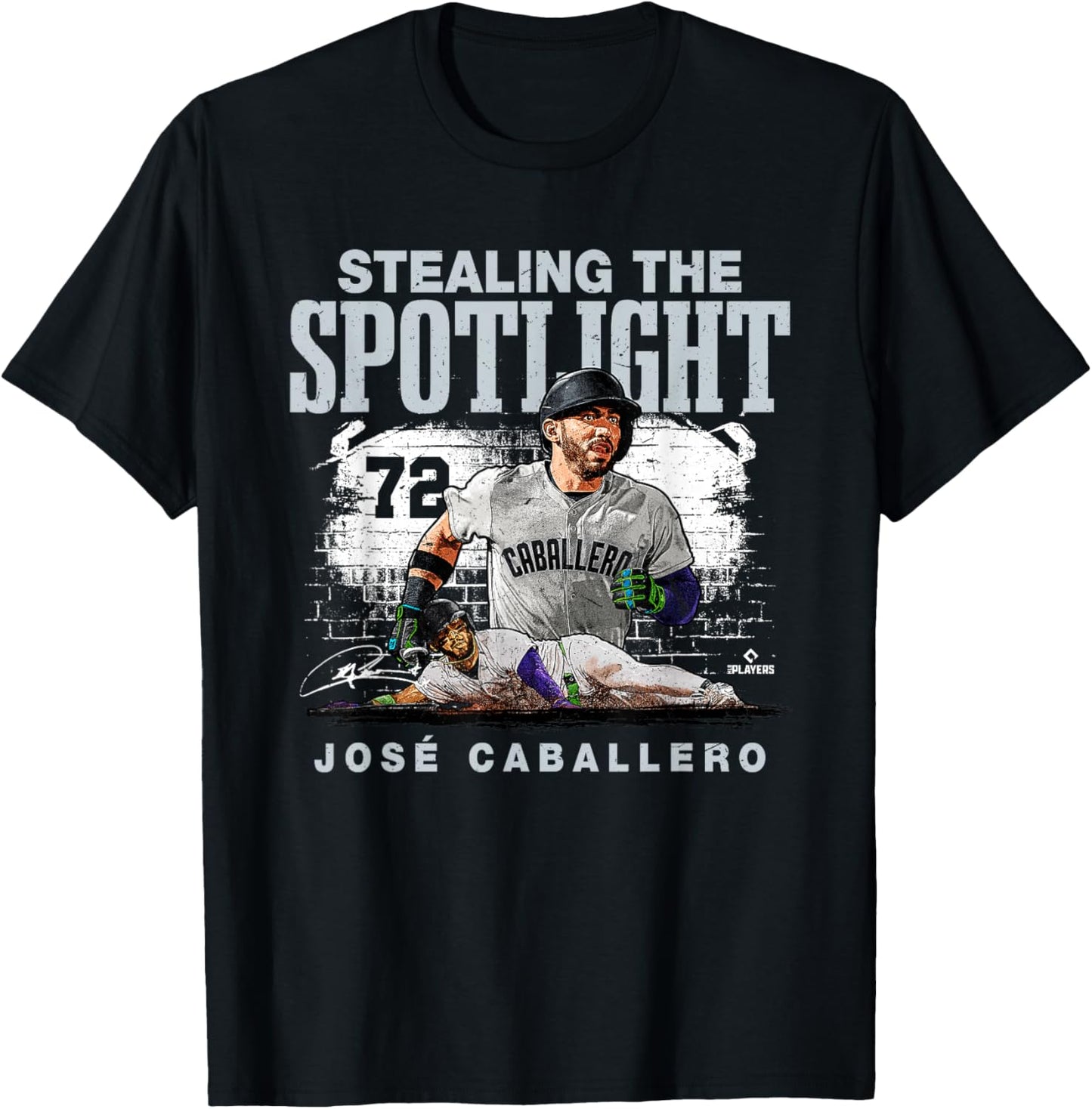 Stealing The Spotlight José Caballero New York MLBPA T-Shirt - T-Shirt | Black