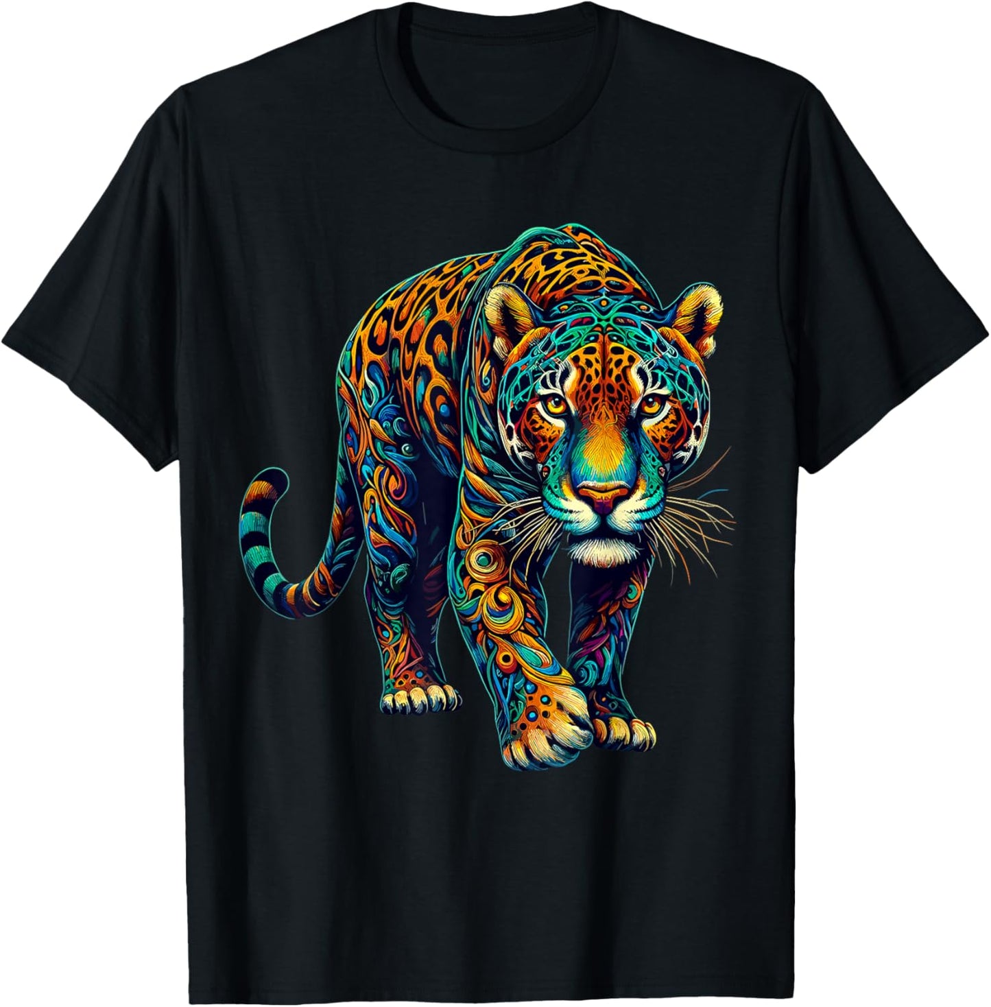 Colorful Jaguars Animal Zoo T-Shirt - T-Shirt | Black