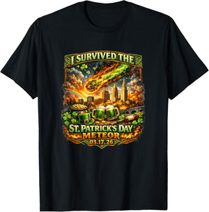 I Survived the Cleveland Meteor Impact March 17 2026 Funny T-Shirt - T-Shirt | Black