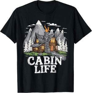 Logged Out Funny Log Cabin Life Mountain Ourdoor Camping T-Shirt - T-Shirt | Black