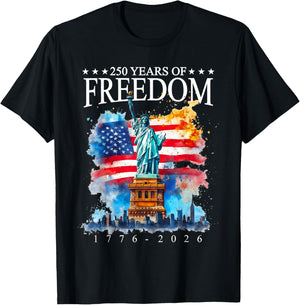 4th of July American Flag Vintage 250 Years 1776 2026 USA T-Shirt - T-Shirt | Black