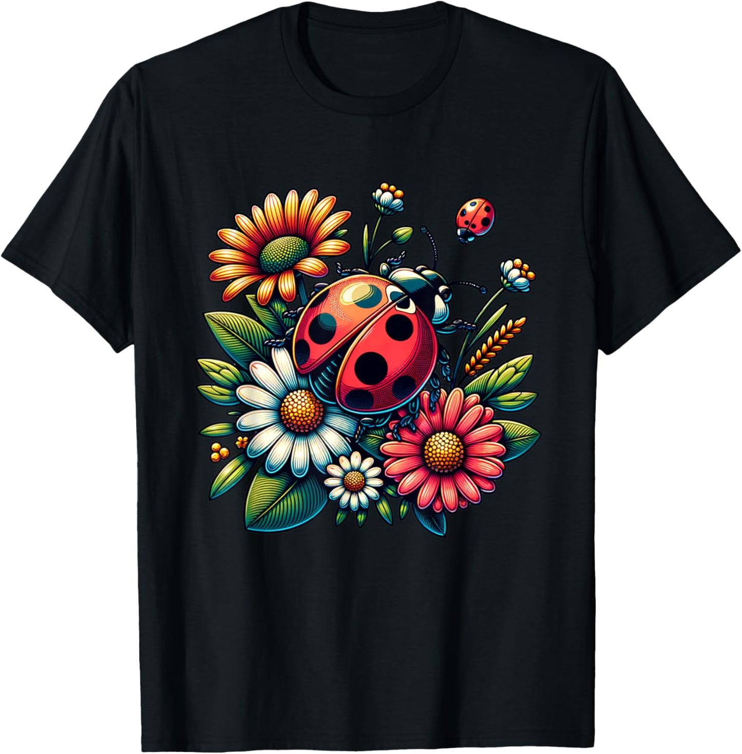 Cute Ladybugs Pop Art Ladybugs Lover Portrait Women T-Shirt - T-Shirt | Black