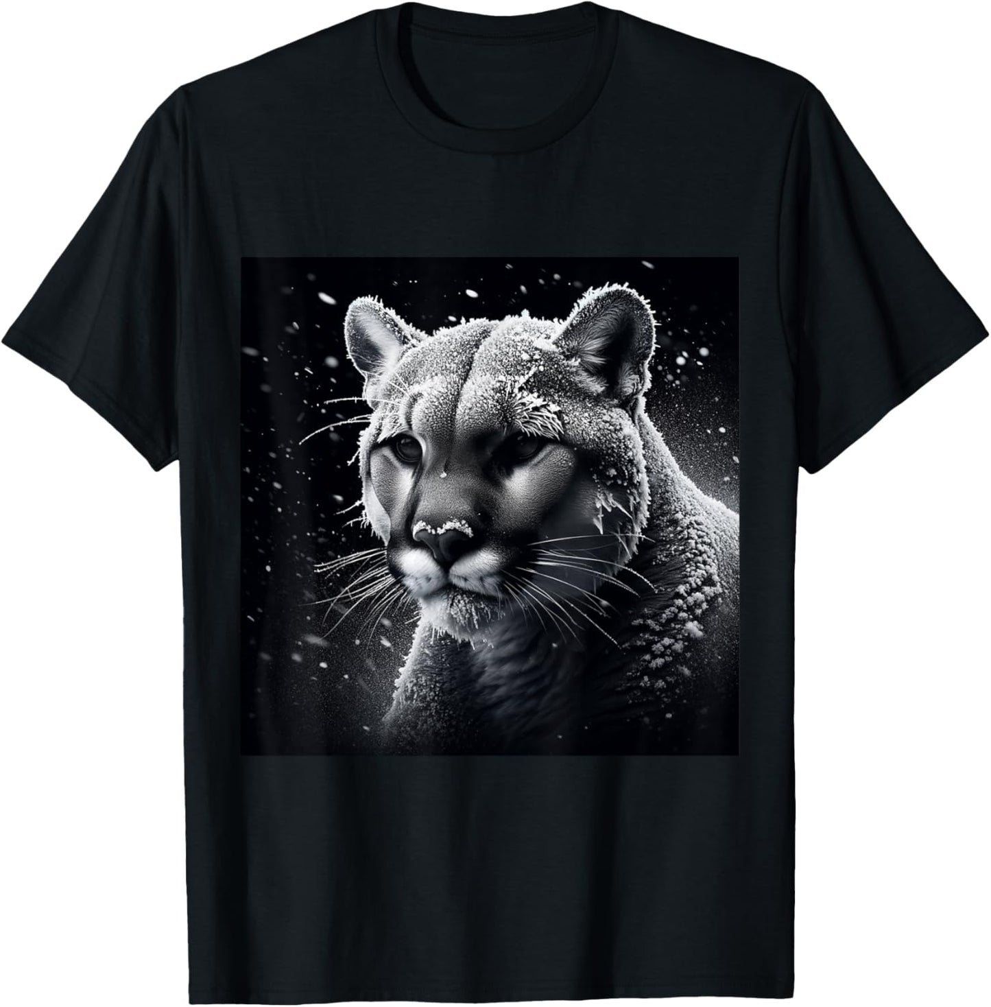 Wildlife Art Cougar Puma Shirt - Mountain Lion Portrait T-Shirt - T-Shirt | Black