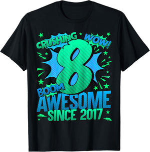 8 Year Old Gifts For Boys 8th Birthday Boy 8 Year Old Boy T-Shirt - T-Shirt | Black