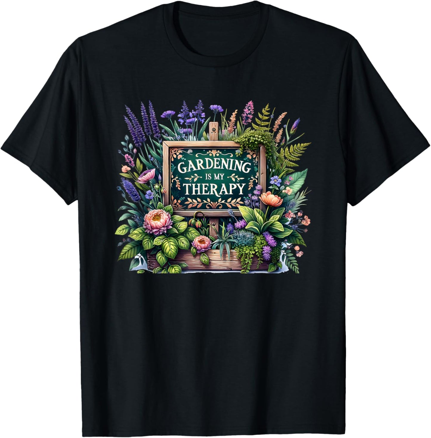 Gardening Is My Therapy T-Shirt - T-Shirt | Black
