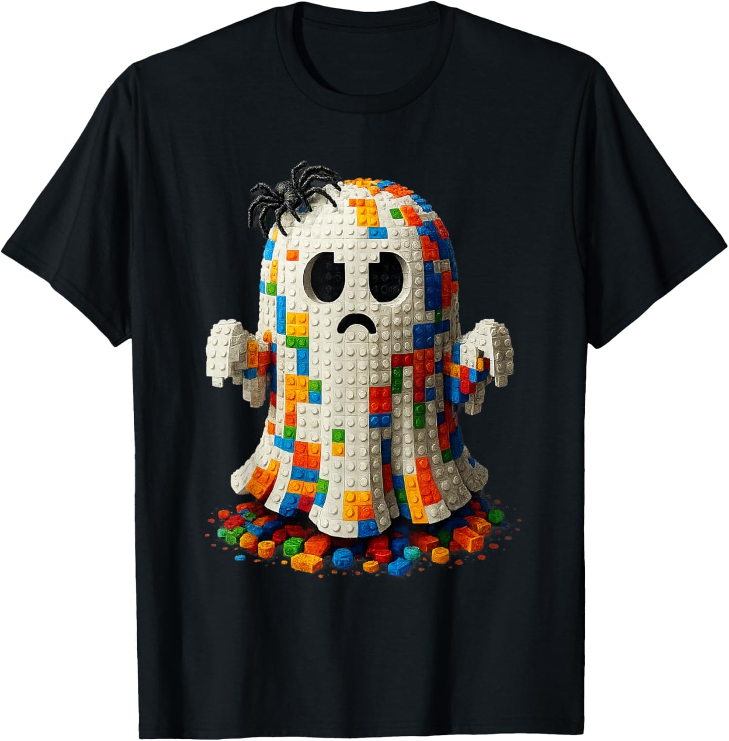 Halloween Master Builder Ghost Kids Building Blocks Bricks T-Shirt - T-Shirt | Black