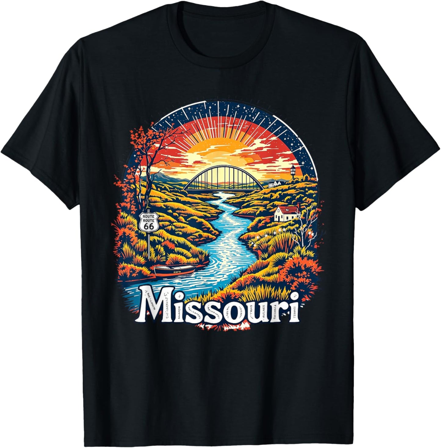 Retro Missouri Home State MO Nature Sunset Vintage T-Shirt - T-Shirt | Black
