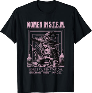 Women in STEM - Funny Witch T-Shirt - T-Shirt | Black