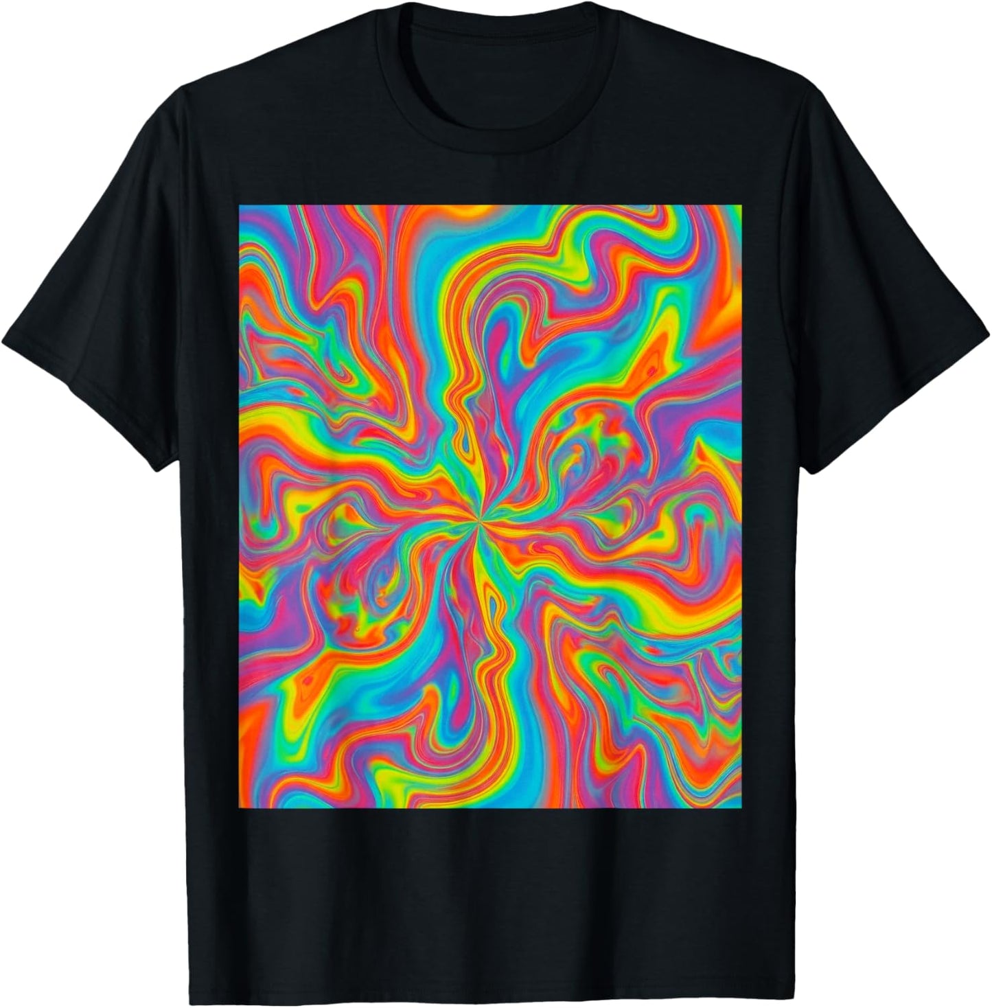 Psychedelic Rainbow Swirl Trippy Abstract Colorful Art T-Shirt - T-Shirt | Black