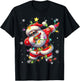 Dabbing Santa Xmas Lights Boys Men Kids Funny Christmas T-Shirt - T-Shirt | Black