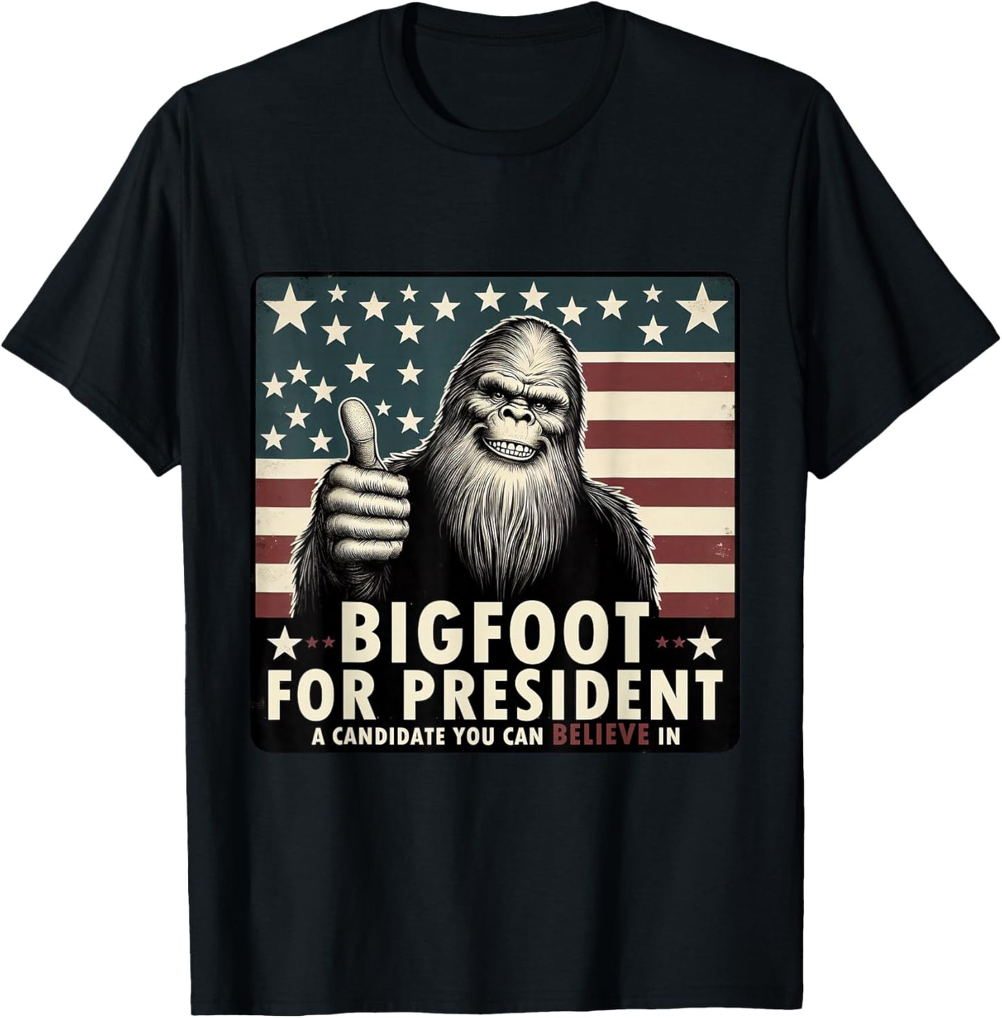 Vote Bigfoot for President 2024 Election T-Shirt - T-Shirt | Black