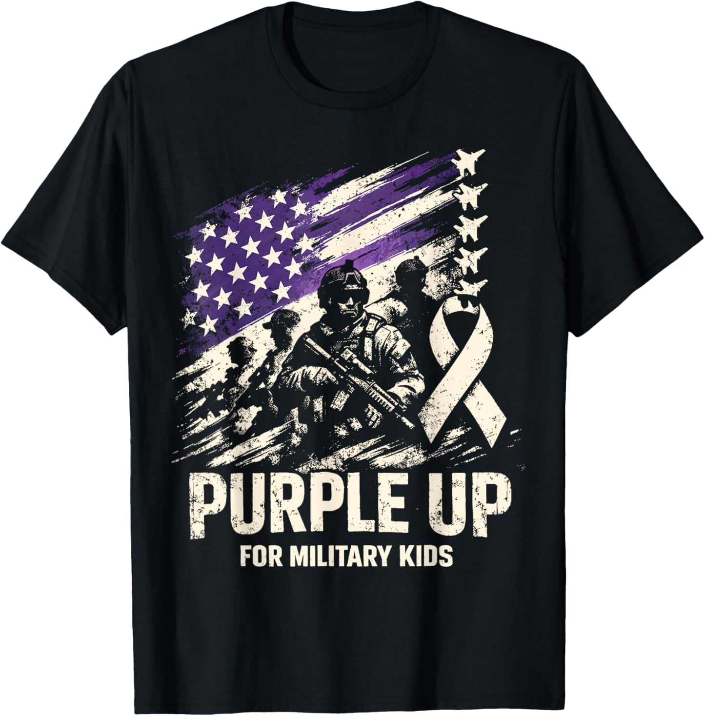 Purple Up for Military Kids Month of The Military Child T-Shirt - T-Shirt | Black