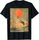 Vintage Crane and Red Sun Vintage Japanese Woodblock Art T-Shirt - T-Shirt | Black
