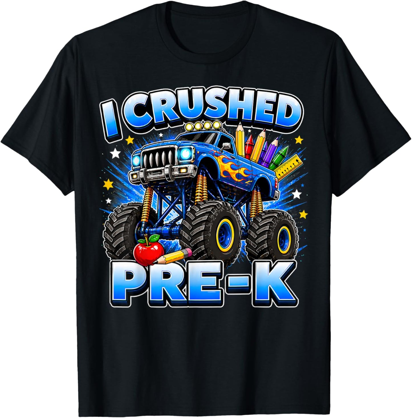 Graduation Pre-K Monster Truck Boys I Crushed Preschool Grad T-Shirt - T-Shirt | Black