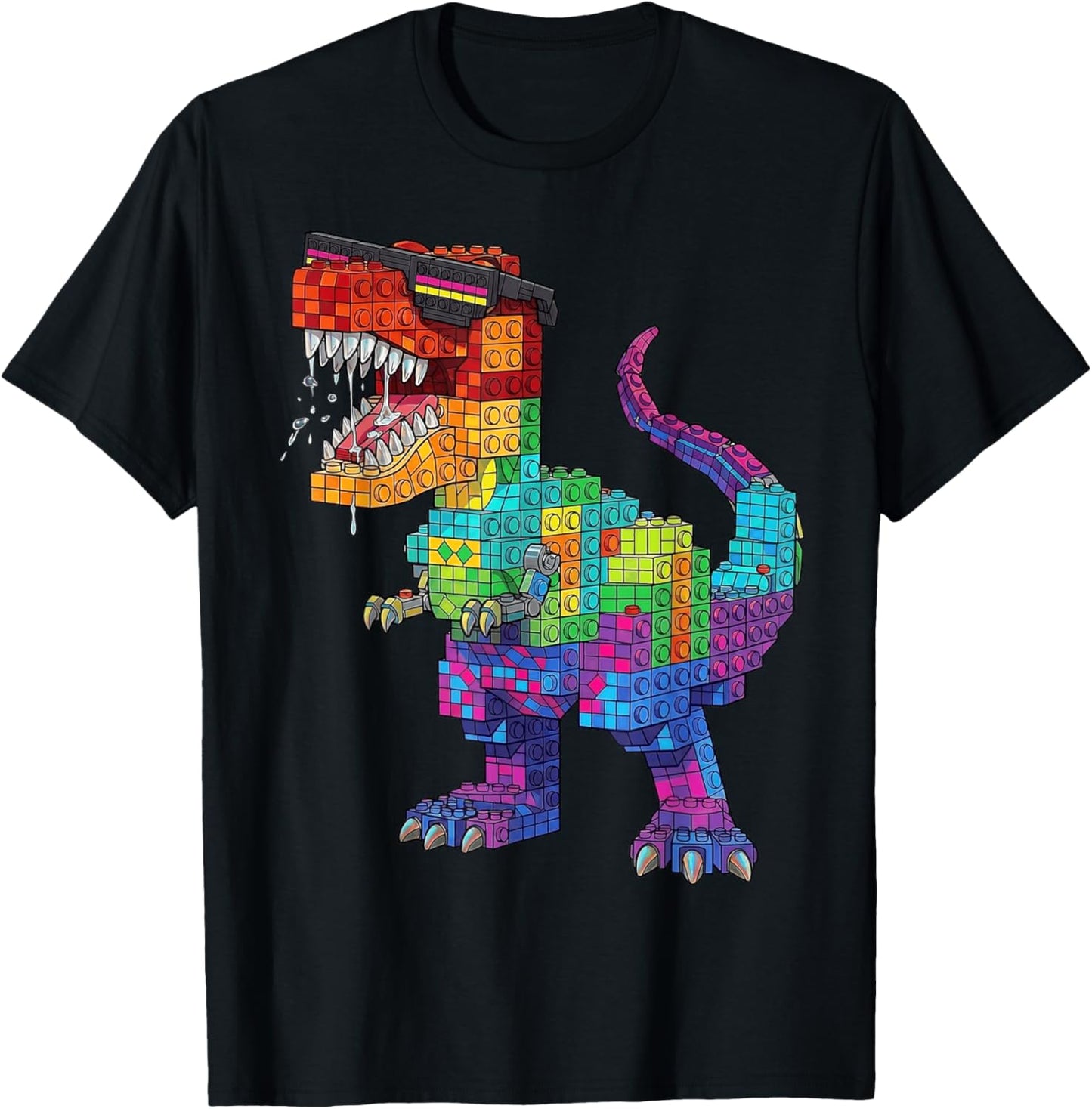 Master Builder Dinosaur Animal Block Building Bricks Boys T-Shirt - T-Shirt | Black