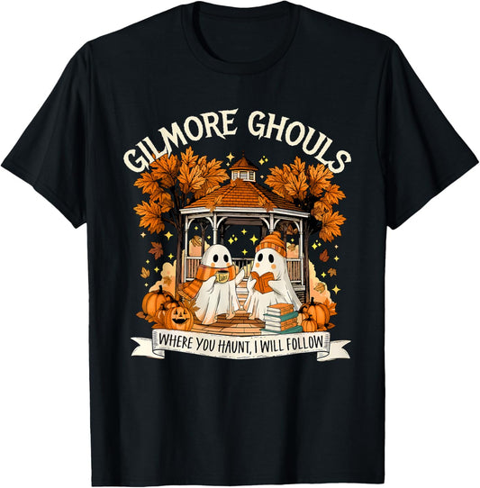 Gilmore Ghouls Halloween Spooky Fall Ghosts Coffee Lover T-Shirt - T-Shirt | Black