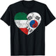 South Korean Italian Flags Heart | Italy South Korea Roots T-Shirt - T-Shirt | Black