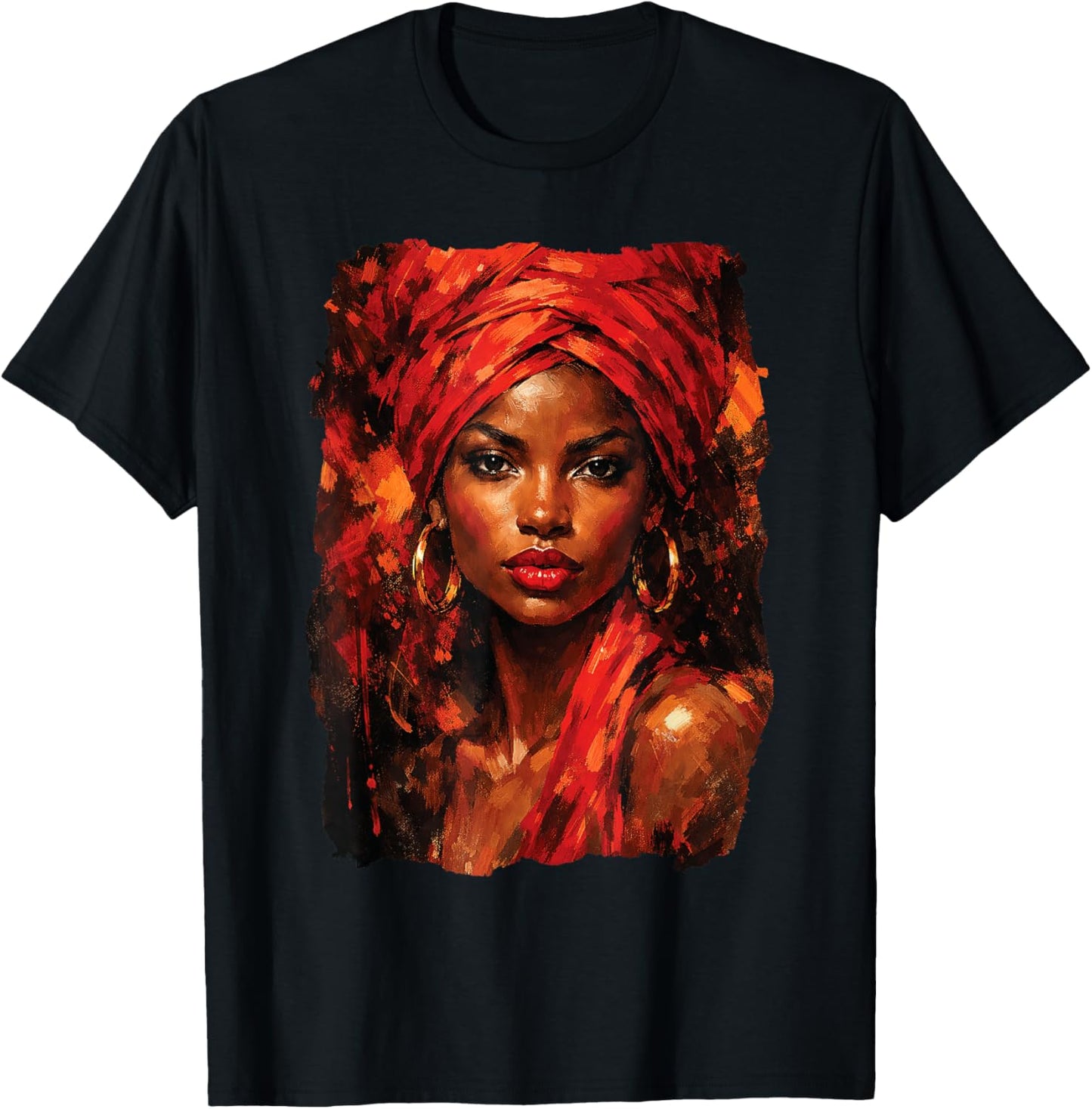 Beautiful Black African American Woman Melanin Graphic Art T-Shirt - T-Shirt | Black