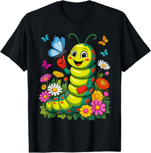 Cute Caterpillar Costume Floral Garden Bug Lover Flower T-Shirt - T-Shirt | Black