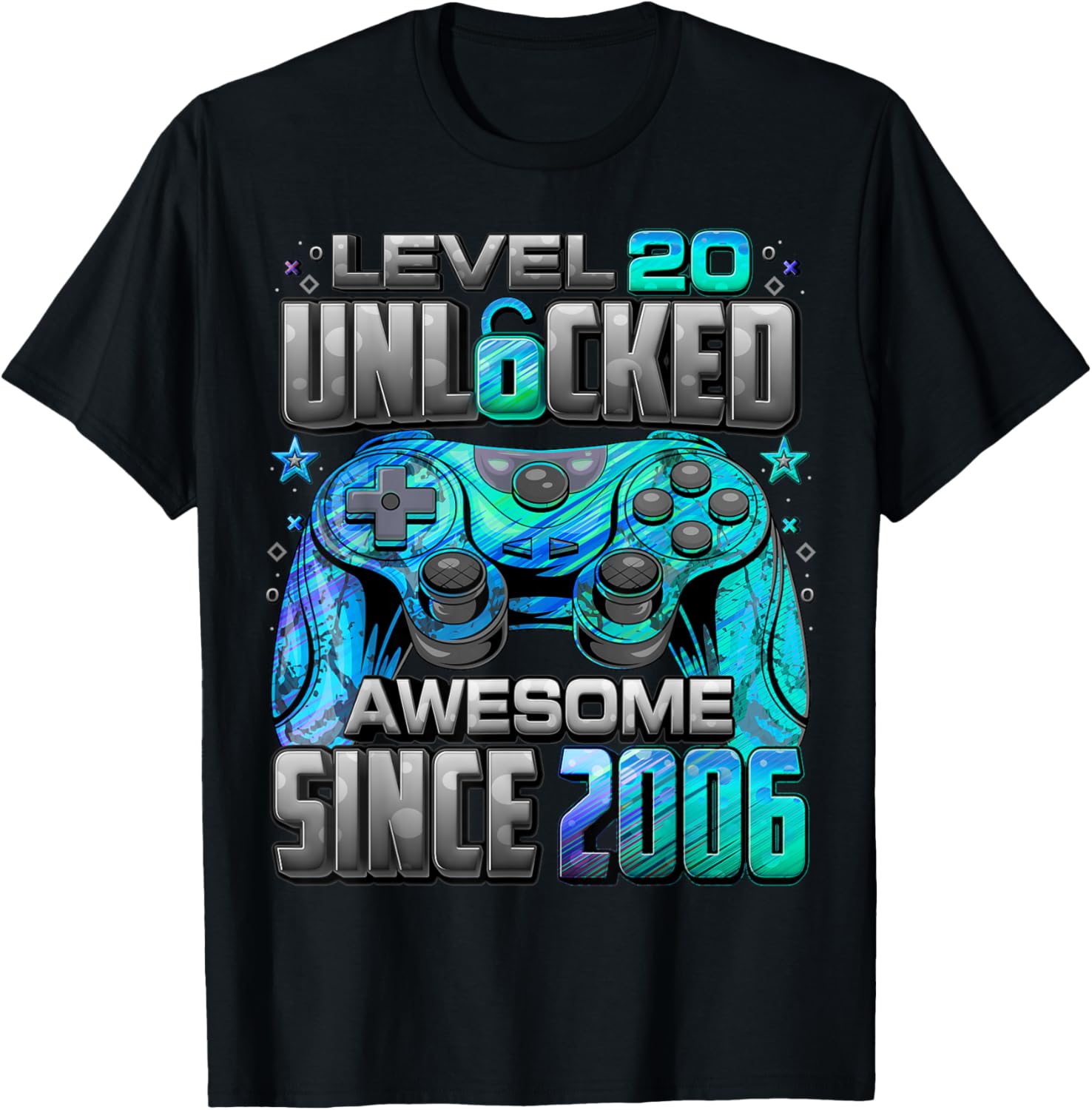 Level 20 Unlocked Awesome Since 2006 20th Birthday Gaming T-Shirt - T-Shirt | Black