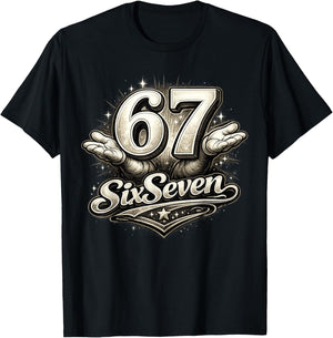 Six Seven 67 Meme lustiges Zahlen Design für Kinder Teenager T-Shirt - T-Shirt | Black