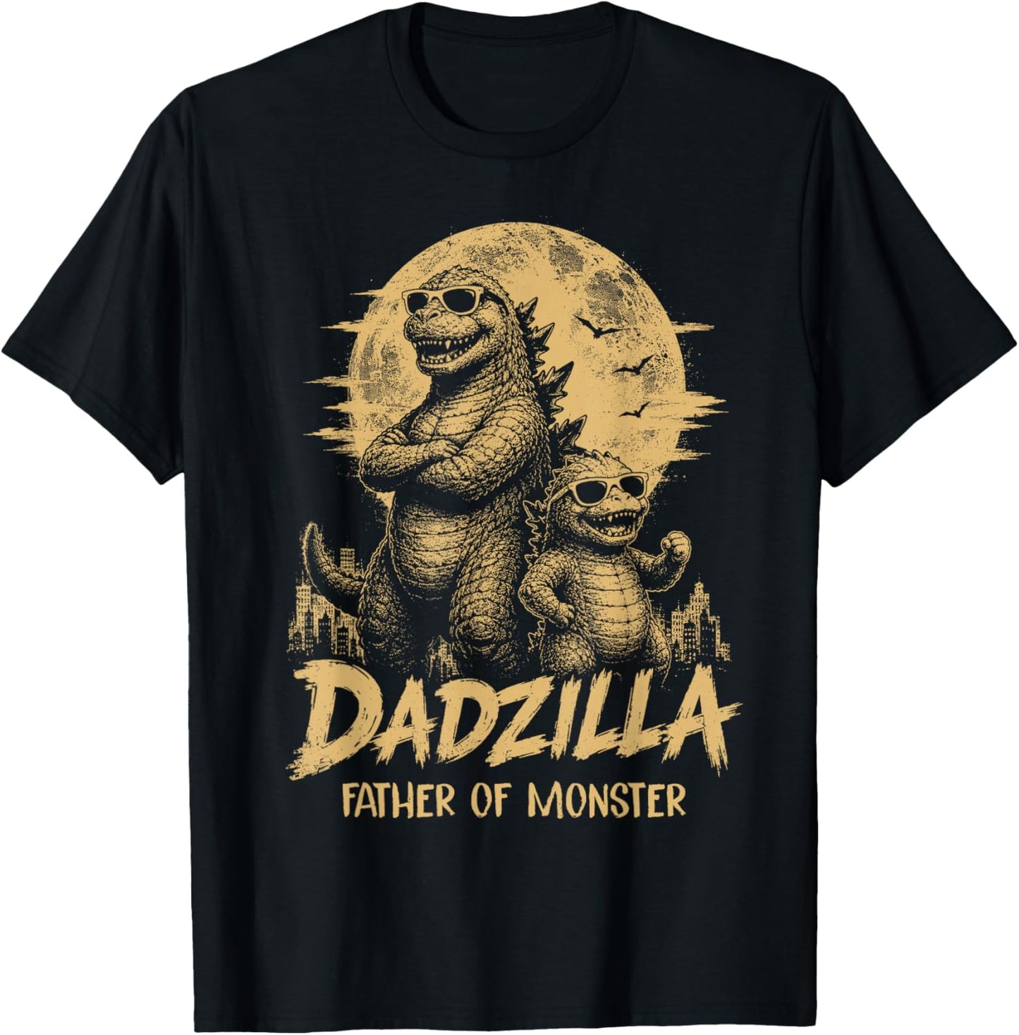 Vintage Dadzilla Father of The Monsters Dad Son Daughter T-Shirt - T-Shirt | Black