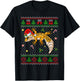 Cute Leopard Gecko Santa Hat Ugly Christmas Sweater Xmas PJS T-Shirt - T-Shirt | Black