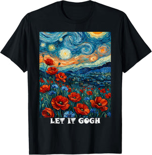 Let it Gogh Art Vincent Van Gogh Starry Night T-Shirt - T-Shirt | Black
