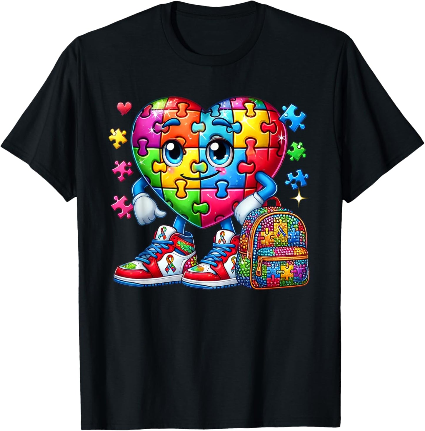 Autism Awareness Accept Understand Love Autistic Puzzle T-Shirt - T-Shirt | Black