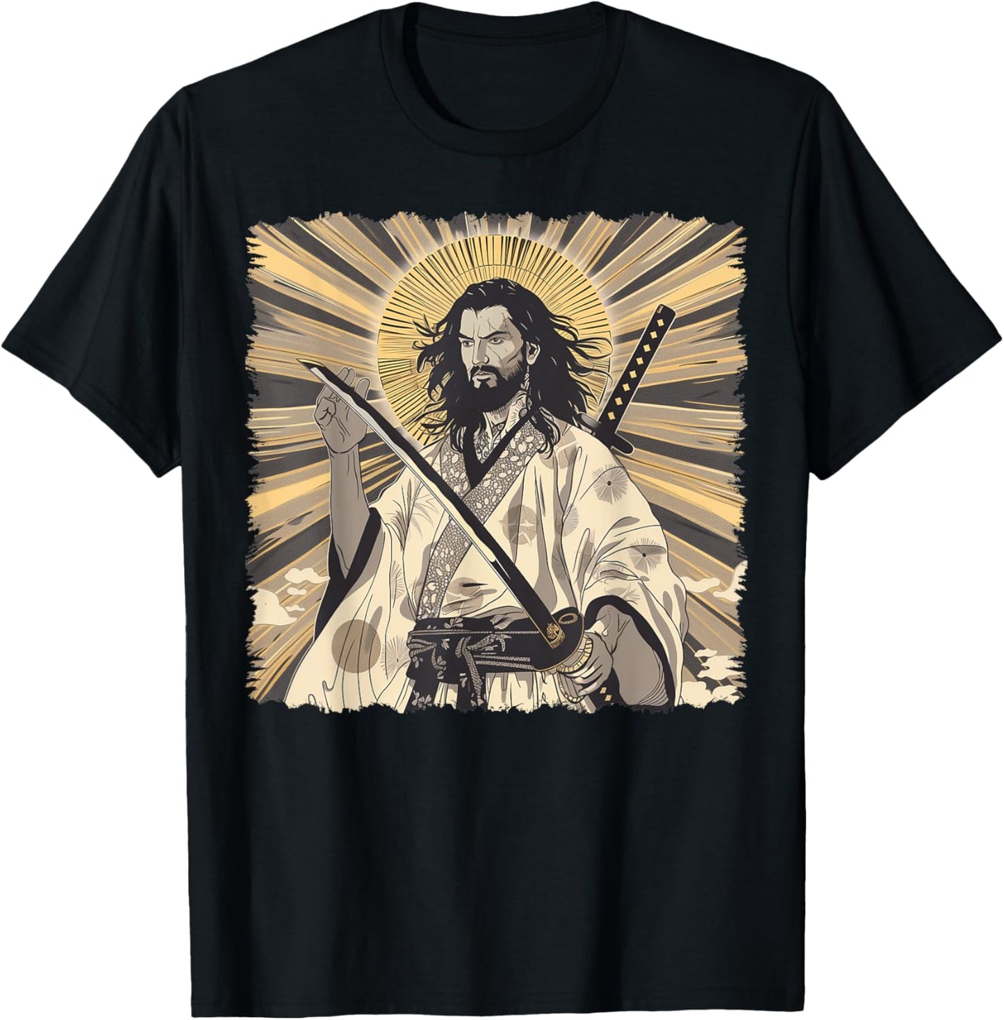 Jesus Christian Religious Japanese Art Samurai T-Shirt - T-Shirt | Black