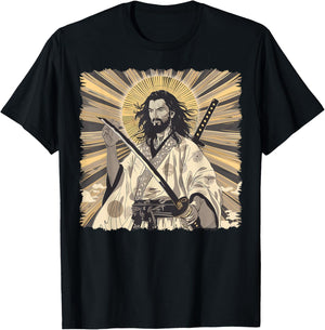 Jesus Christian Religious Japanese Art Samurai T-Shirt - T-Shirt | Black