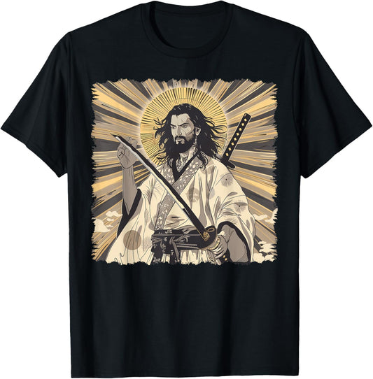 Jesus Christian Religious Japanese Art Samurai T-Shirt - T-Shirt | Black