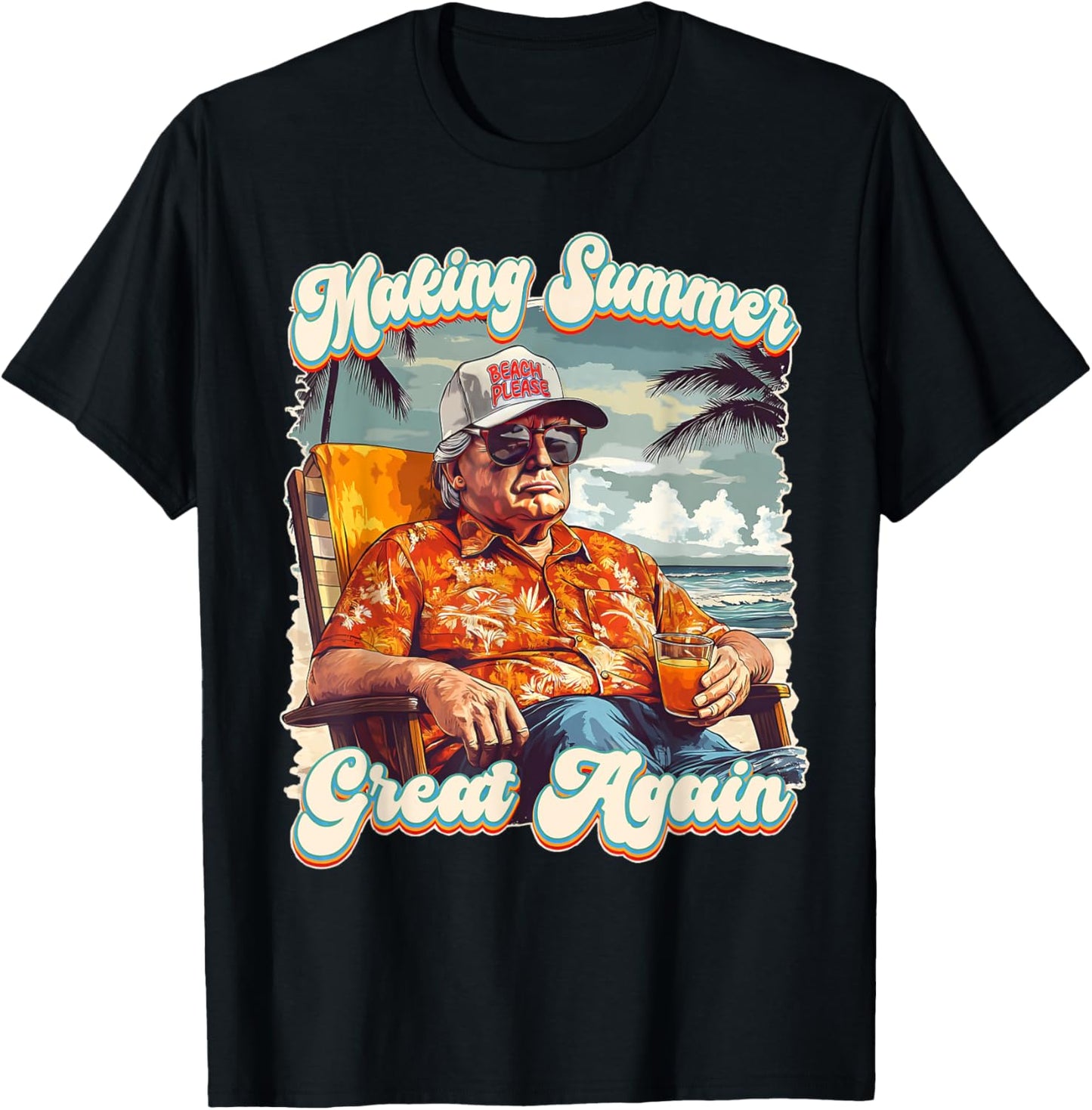 Making Summer Great Again Hawaii Beach Funny Trump Vacation T-Shirt - T-Shirt | Black