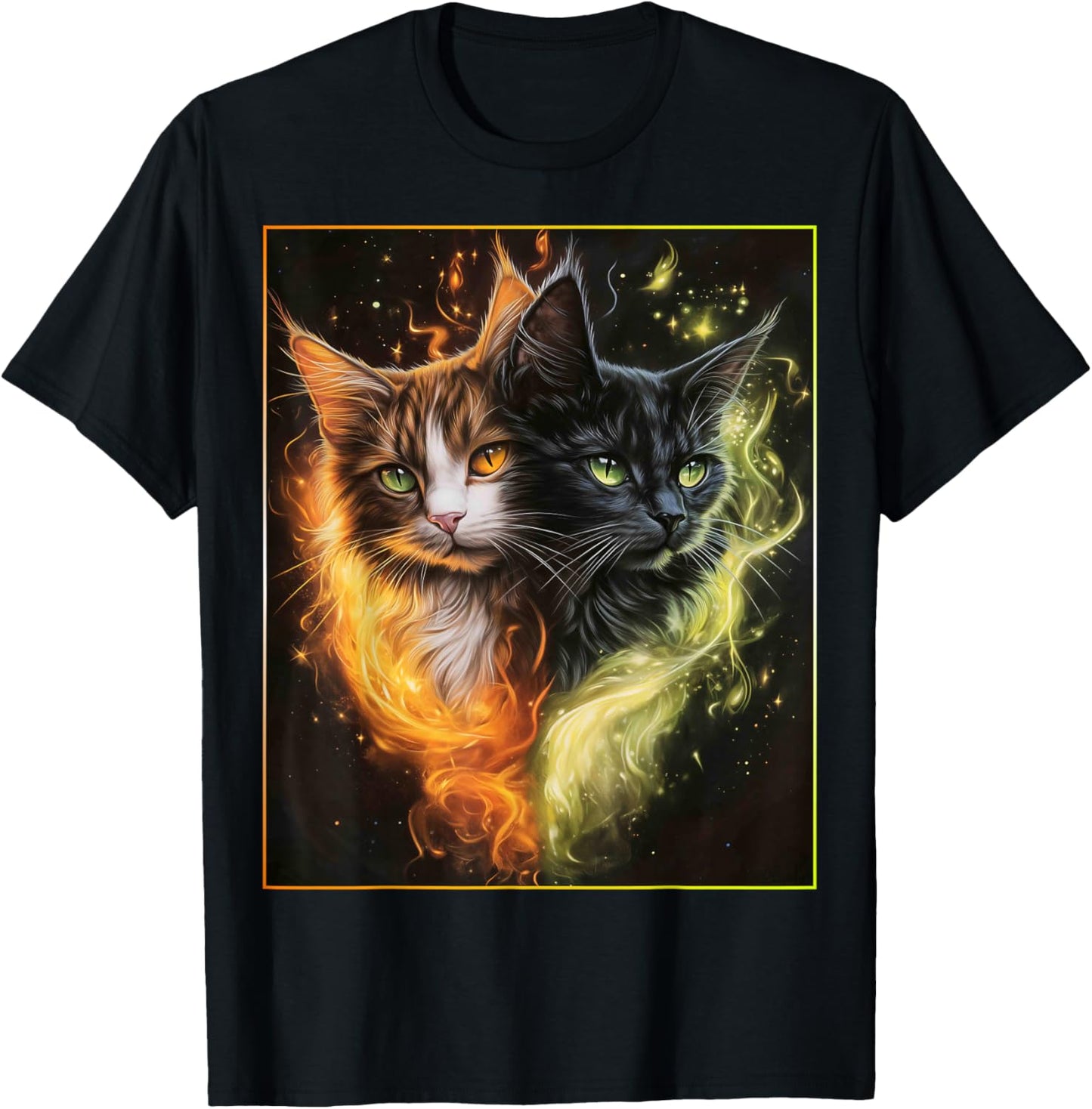 Cute Magical Cat Kitten Fantasy Art Design T-Shirt - T-Shirt | Black