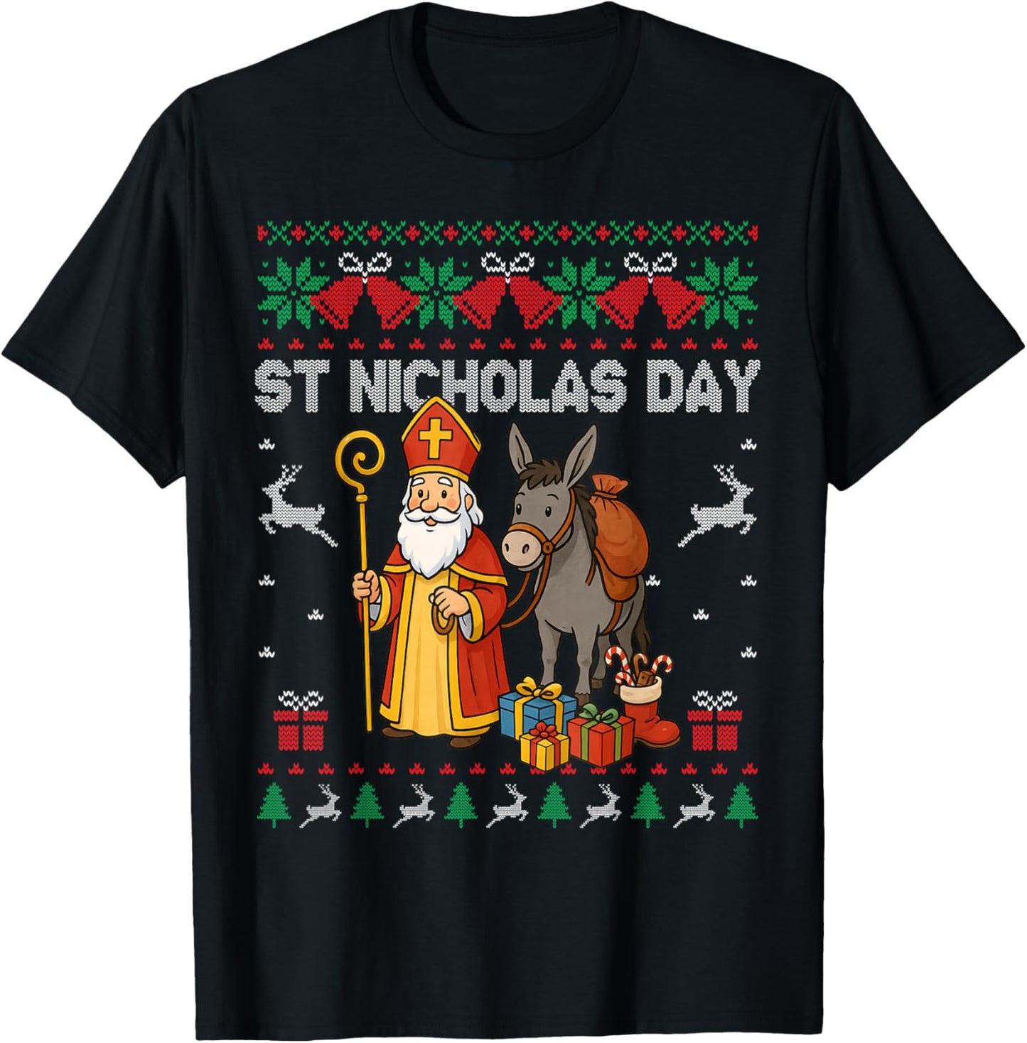 Ugly Santa Claus Origin St Nicolas 2025 T-Shirt - T-Shirt | Black