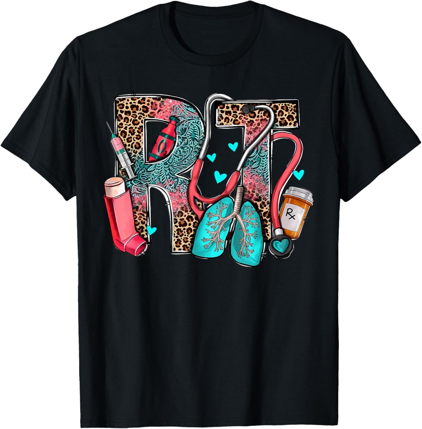 Rt Respiratory Therapist Stethoscope Nurse Western Nursing T-Shirt - T-Shirt | Black