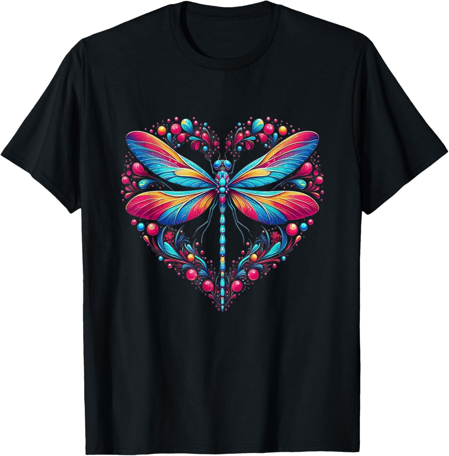 Dragonfly Love Spiritual Colorful Dragonflies Art Garden T-Shirt - T-Shirt | Black