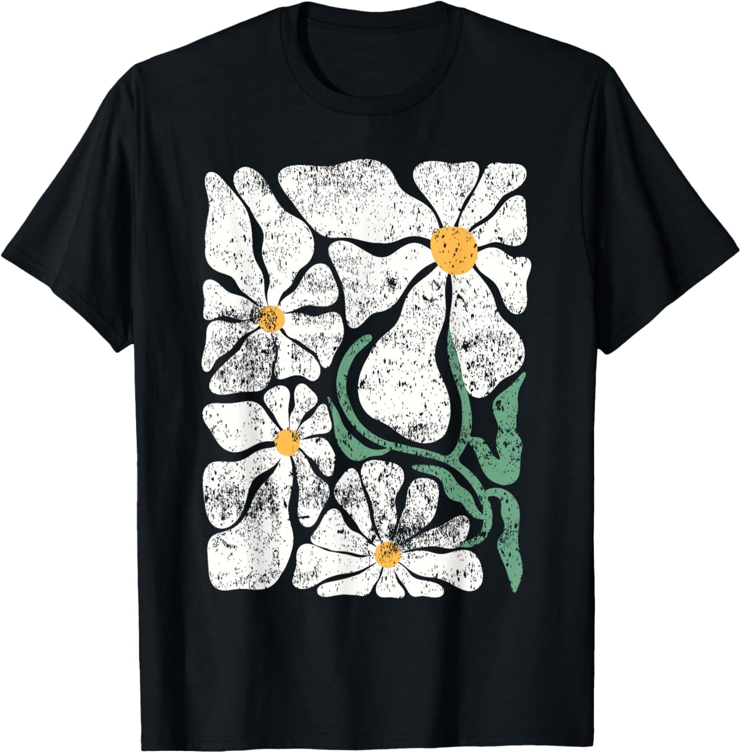Daisy Floral Boho Retro Flower Wildflower Lover Botany T-Shirt - T-Shirt | Black