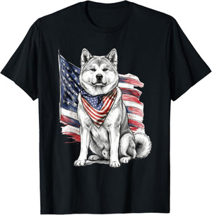 Akita 4th of July Patriotic Dog T-Shirt - T-Shirt | Black