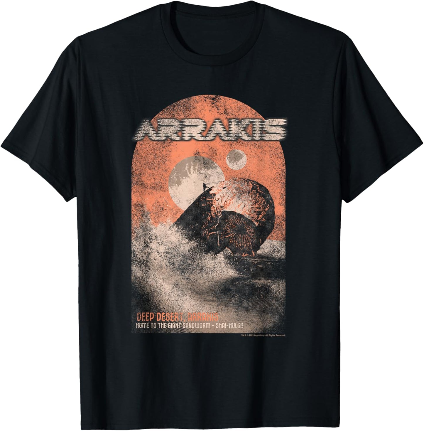 Dune Visit Arrakis and See The Giant Sandworm Fantasy Movie T-Shirt - T-Shirt | Black
