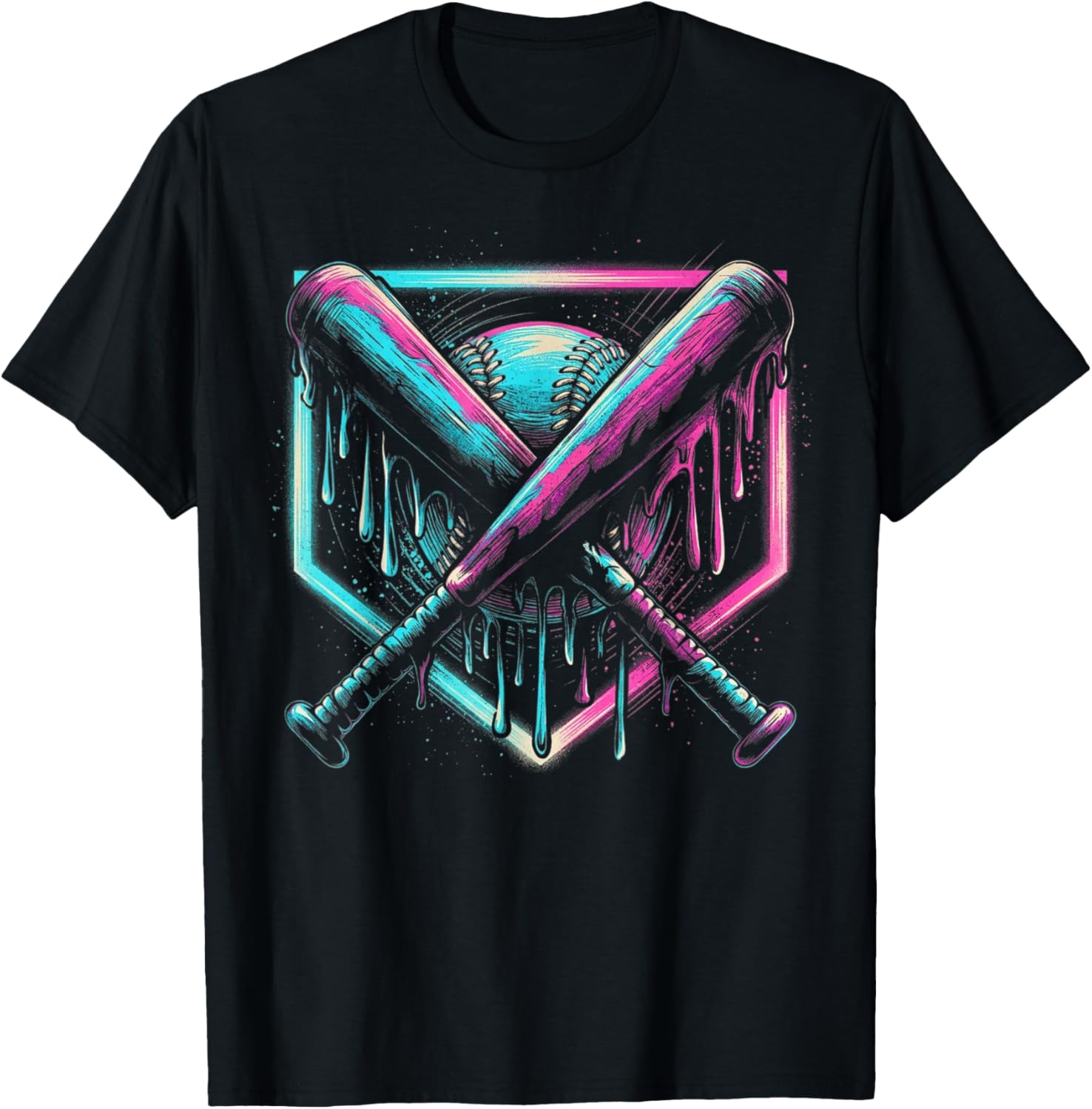 Baseball Drip for Boys Ice Cream Drip Baseball Sport Lover T-Shirt - T-Shirt | Black