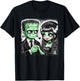 Halloween Lovers Frankenstein Skeleton Women Family T-Shirt - T-Shirt | Black
