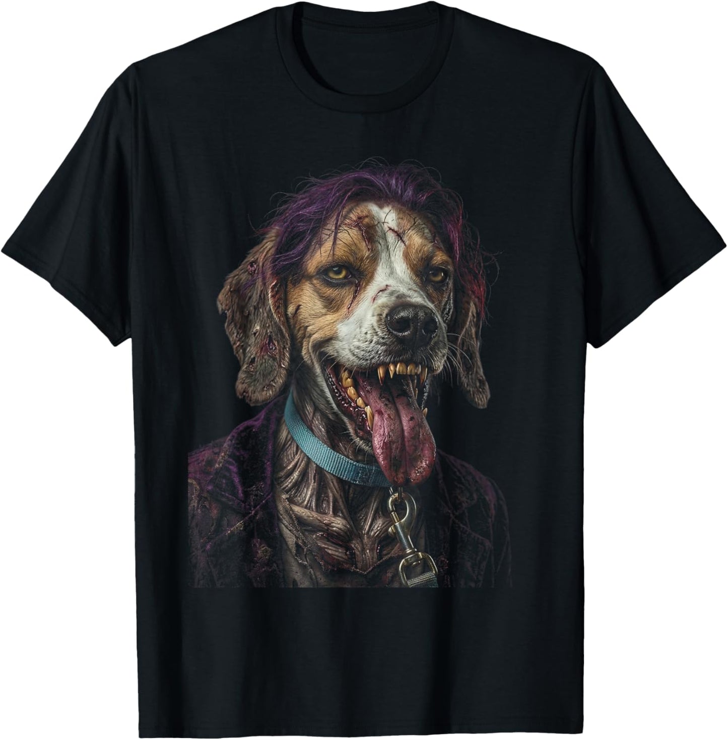 Creepy Zombie Villain Dog Funny Halloween Design T-Shirt - T-Shirt | Black