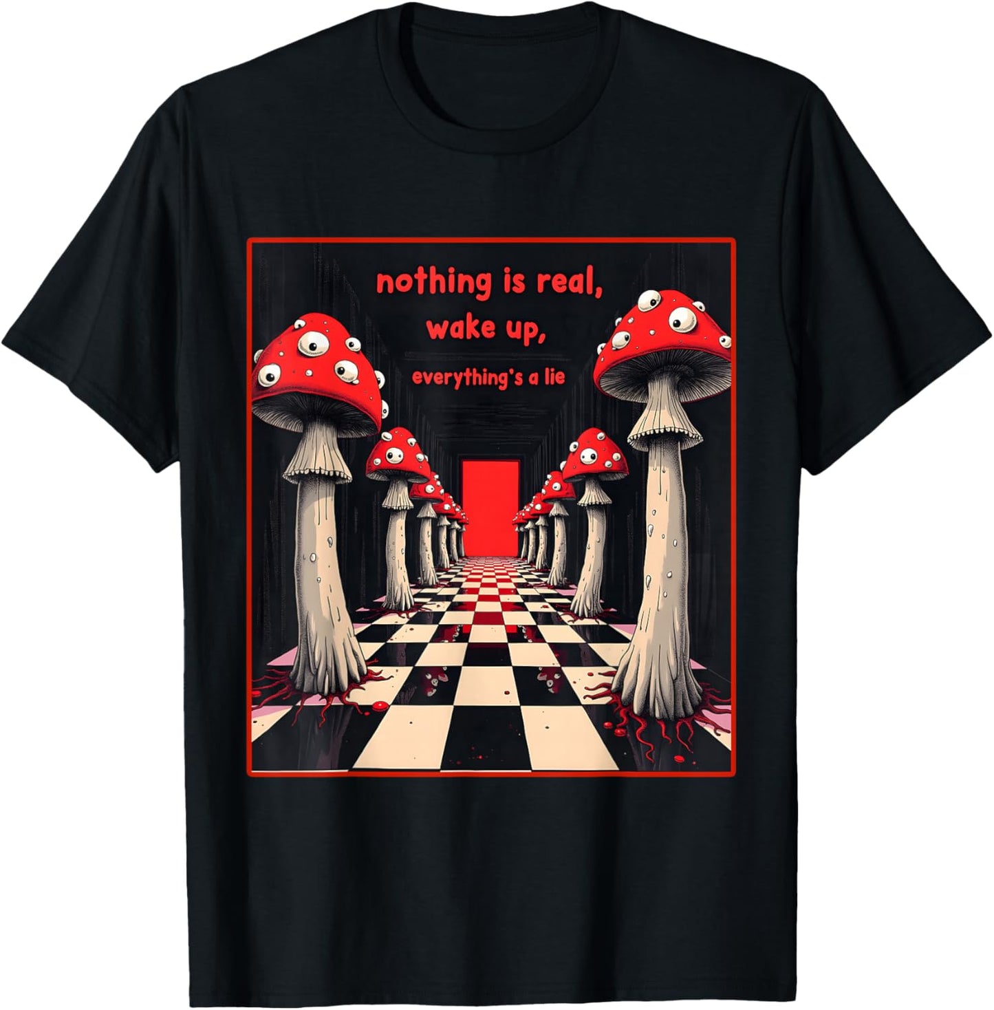 Weirdcore Aesthetic Mushroom Eyes Shirt Creepy Strangecore T-Shirt - T-Shirt | Black