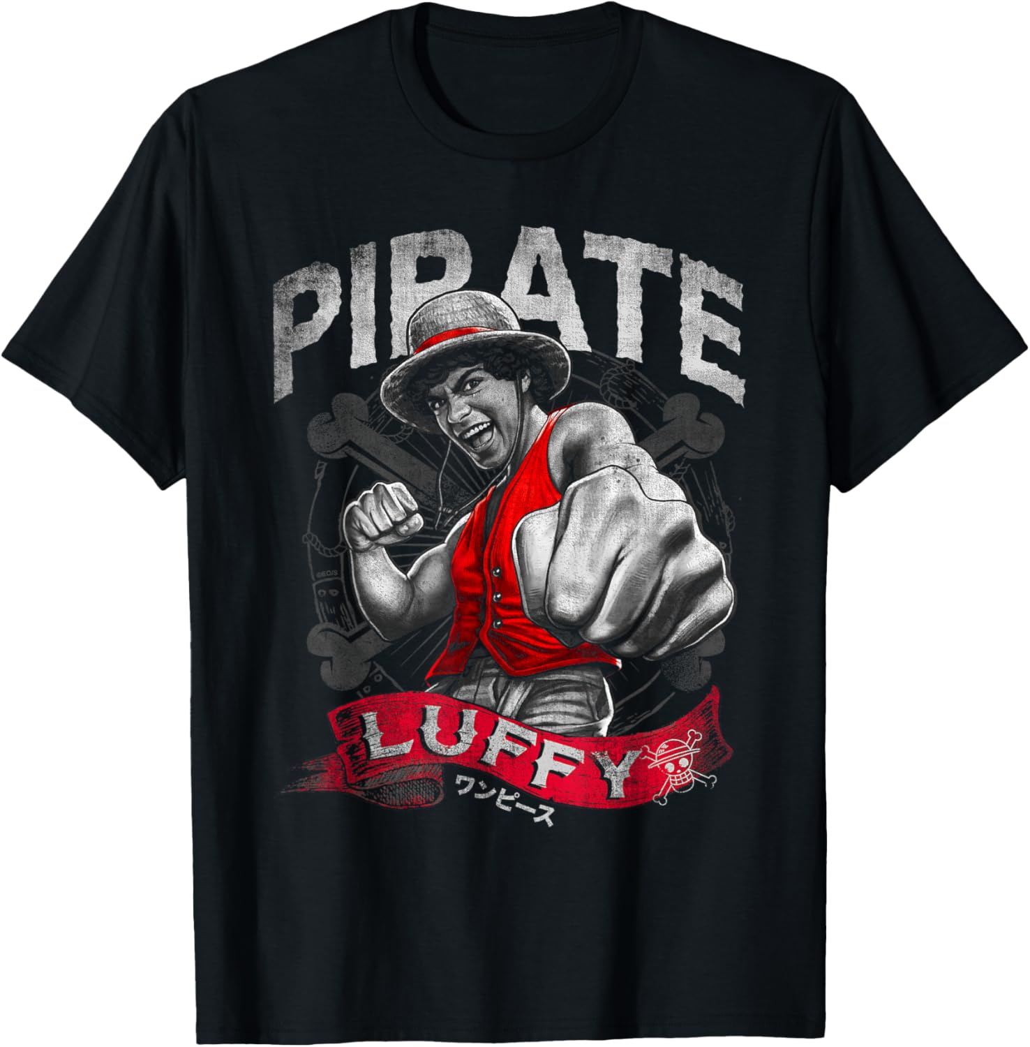 One Piece Pirate Luffy T-Shirt - T-Shirt | Black
