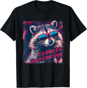 Cool Raccoon Sarcastic It Is What It Is And It Is Not Great T-Shirt - T-Shirt | Black