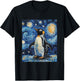 Penguin Bird - Van Gogh Style - Starry Night T-Shirt - T-Shirt | Black