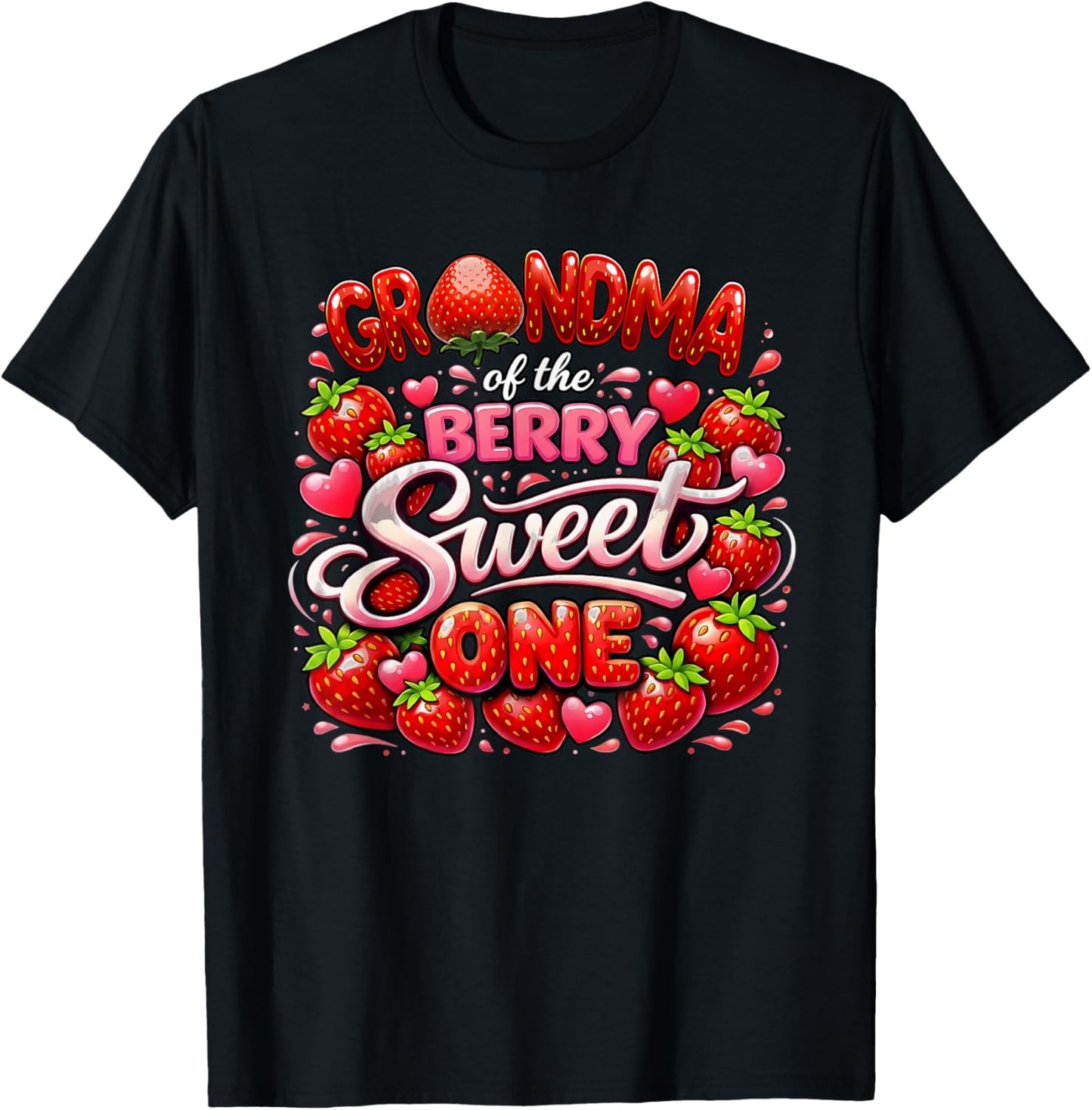 Grandma of The Berry Sweet One 1st Birthday Girl T-Shirt - T-Shirt | Black