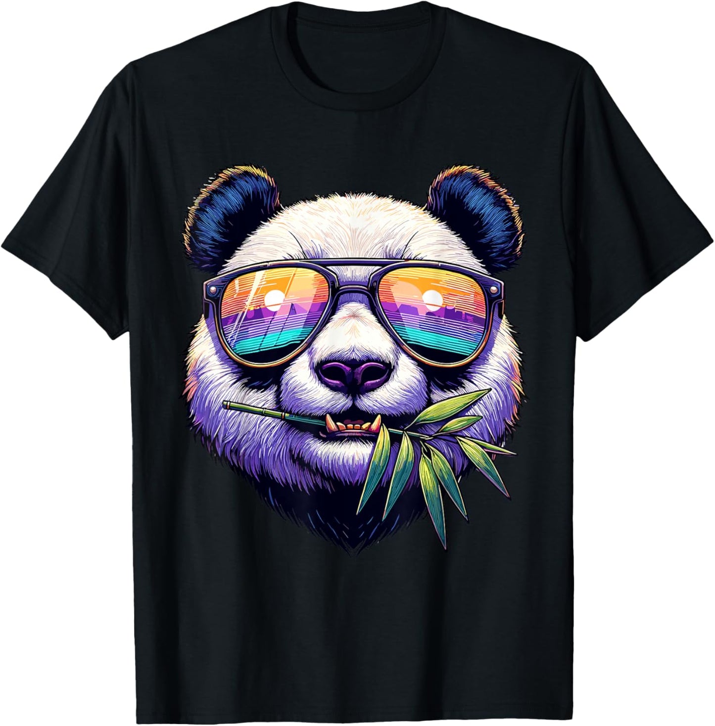 Funny Panda Bear In Sunglasses Panda T-Shirt - T-Shirt | Black